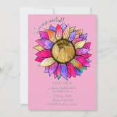 Watercolor Sunflower Floral Pink & Purple Birthday 招待状 (正面)