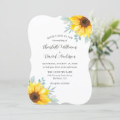 Watercolor Sunflower Greenery Wedding 招待状 (スタンド正面)