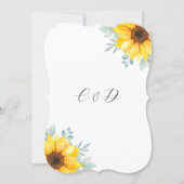 Watercolor Sunflower Greenery Wedding 招待状 (裏面)