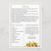 Watercolor Sunflower Memorial Service Funeral プログラム (裏面)