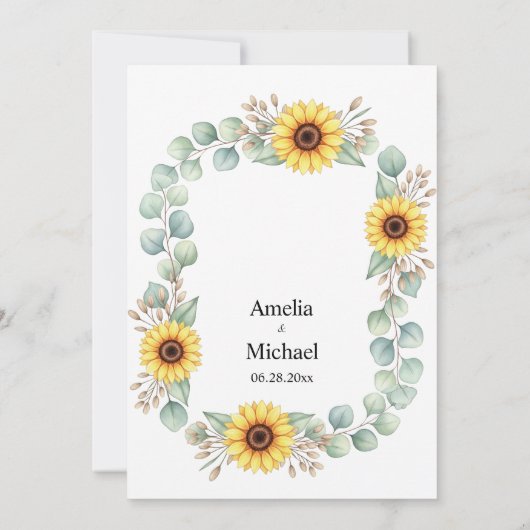 Watercolor Sunflower Note Paper Background 招待状 (裏面)