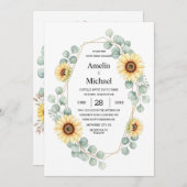 Watercolor Sunflower Note Paper Background 招待状 (正面/裏面)