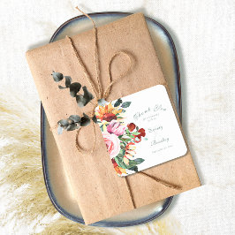 Watercolor Sunflower Peony Wedding Thank You   スクエアシール