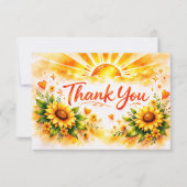 Watercolor Sunflower Rustic Style サンキューカード (正面)