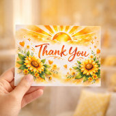 Watercolor Sunflower Rustic Style サンキューカード