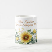 Watercolor Sunflower Teacher Appreciation Script コーヒーマグカップ (中央)