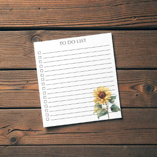 Watercolor Sunflower To Do List Rustic Country ノートパッド