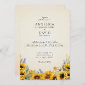 Watercolor Sunflower Wedding Invitation 招待状 (正面/裏面)