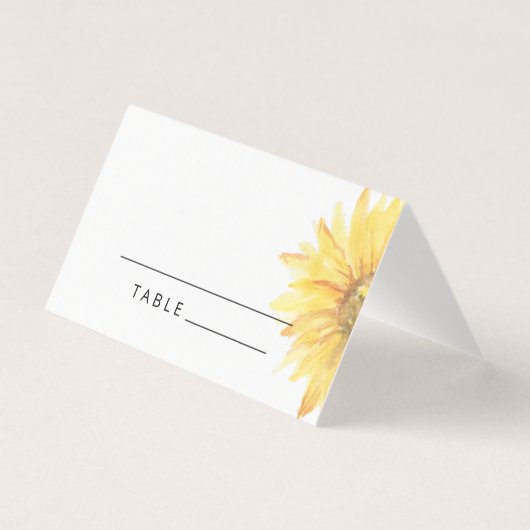 Watercolor sunflower wedding place cards (正面)