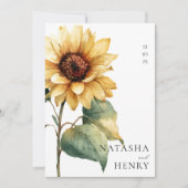 Watercolor Sunflower Wedding Rustic Boho Yellow  招待状 (正面)