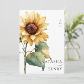 Watercolor Sunflower Wedding Rustic Boho Yellow  招待状 (スタンド正面)