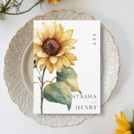 Watercolor Sunflower Wedding Rustic Boho Yellow  招待状