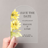 Watercolor Sunflower Wedding Save the Date Arch アクリル招待状 (インサイチュ (ポータブル))