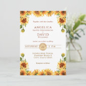 Watercolor Sunflower White Wedding Invitation 招待状 (スタンド正面)