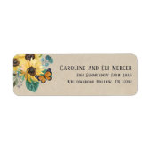 Watercolor Sunflowers and Butterflies Address ラベル (正面)