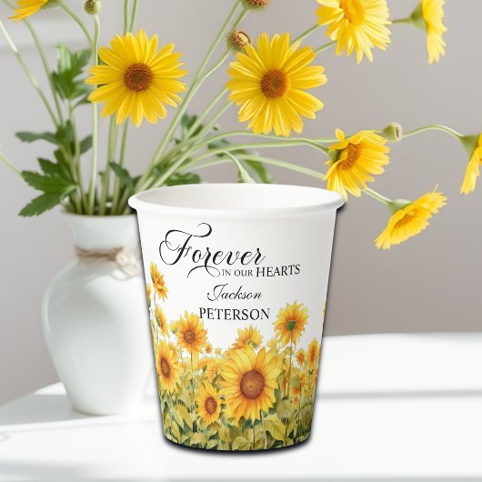 Watercolor Sunflowers Celebration Of Life Funeral 紙コップ