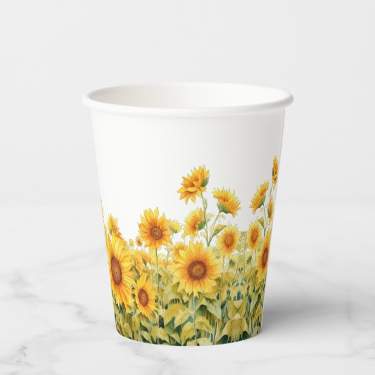 Watercolor Sunflowers Celebration Of Life Funeral 紙コップ (裏面)