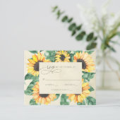 Watercolor Sunflowers Country Garden Floral RSVP ポストカード (スタンド正面)
