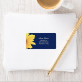 Watercolor Sunflowers dark blue Wedding ラベル (インサイチュ)