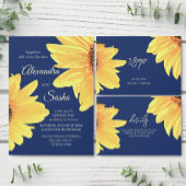 Watercolor Sunflowers dark blue Wedding 出欠カード