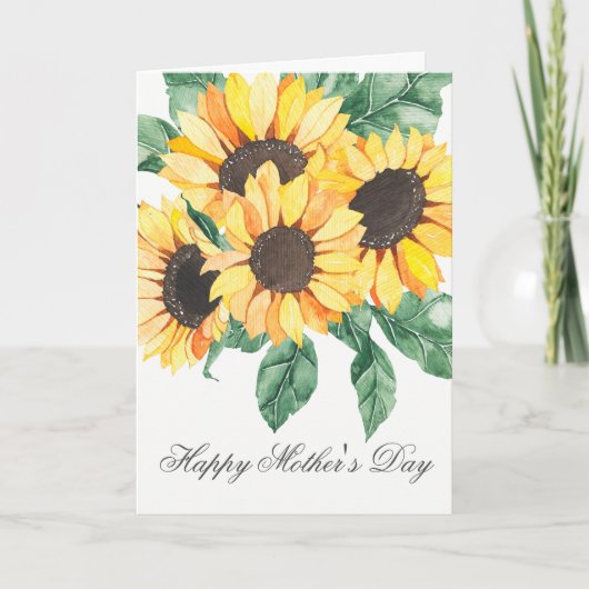 Watercolor Sunflowers Florals Mothers Day Card カード (正面)