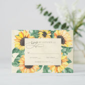 Watercolor Sunflowers Garden Floral Wedding 出欠カード (スタンド正面)