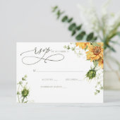 Watercolor Sunflowers Garden Floral Wedding 出欠カード (スタンド正面)