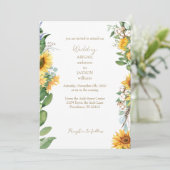 Watercolor Sunflowers Gold Text Wedding 招待状 (スタンド正面)
