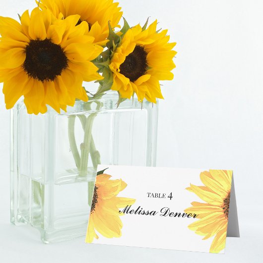 Watercolor Sunflowers Wedding プレイスカード