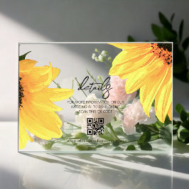 Watercolor Sunflowers Wedding Enclosure Card アクリル招待状