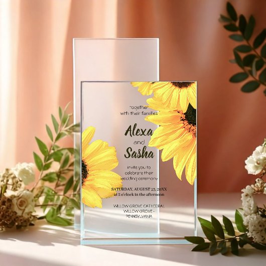 Watercolor Sunflowers Wedding Invitation アクリル招待状