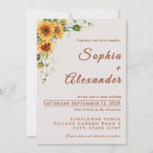 Watercolor Sunflowers Wedding Invitation 招待状 (正面)