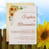 Watercolor Sunflowers Wedding Invitation 招待状