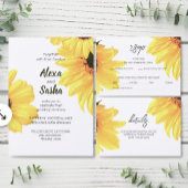 Watercolor Sunflowers Wedding QR Code セーブザデート