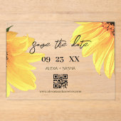 Watercolor Sunflowers Wedding Save the date card アクリル招待状 (正面)