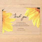 Watercolor Sunflowers Wedding Thank You Card アクリル招待状 (正面)