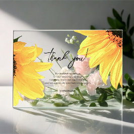 Watercolor Sunflowers Wedding Thank You Card アクリル招待状