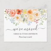 Watercolor Sunny Floral Moving Announcement ポストカード (正面)