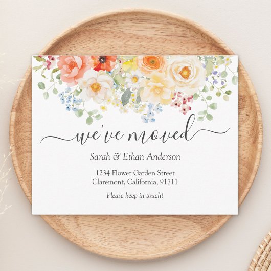 Watercolor Sunny Floral Moving Announcement Card