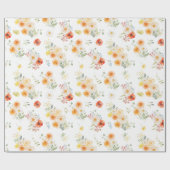 Watercolor Sunny Flowers Floral Pattern ラッピングペーパー (フラット)