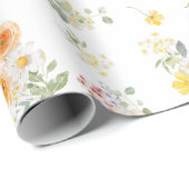 Watercolor Sunny Flowers Floral Pattern ラッピングペーパー (ロールコーナー)