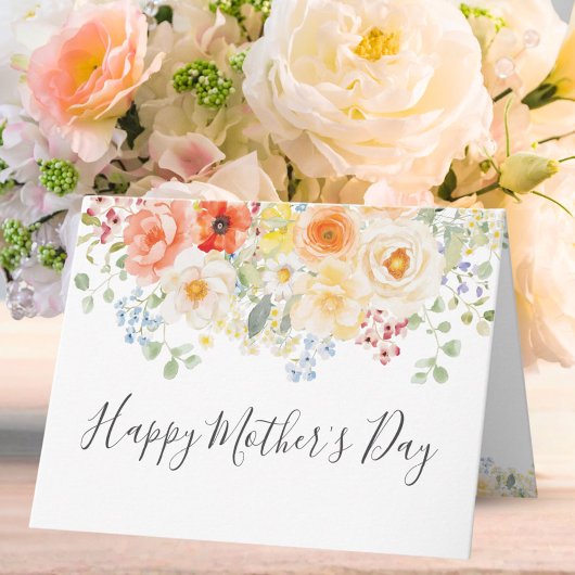 Watercolor Sunny Flowers Mother's Day カード