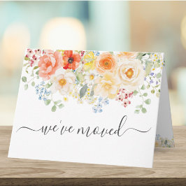 Watercolor Sunny Flowers Moving Announcement Card カード