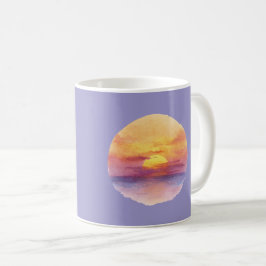 Watercolor Sunset Ocean Horizon Aesthetic Round St コーヒーマグカップ