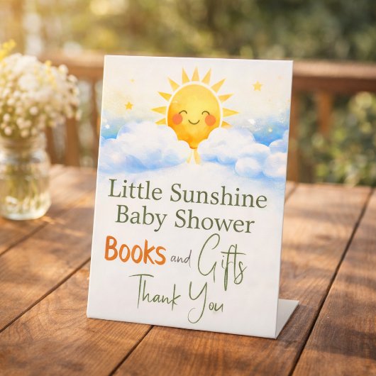 Watercolor Sunshine Baby Shower Sign - Yellow/Blue 台座サイン