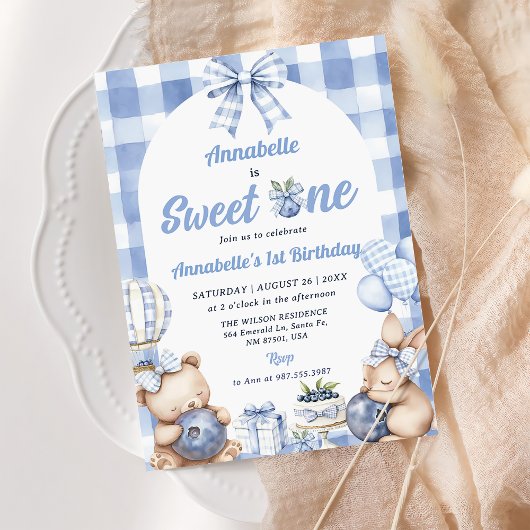 Watercolor Sweet One 1st Birthday Party 招待状