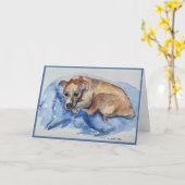 watercolor sweet rescue pup Folded Greeting Card カード (黄色い花)