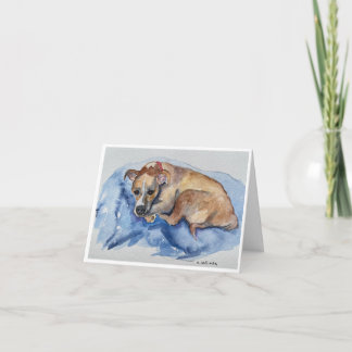 watercolor-sweet rescue pup Folded Thank You Card サンキューカード