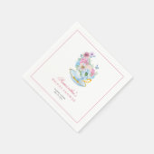Watercolor Tea Party Bridal shower スタンダードカクテルナプキン (角)