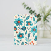 Watercolor Teal Flowers シーズンカード (スタンド正面)